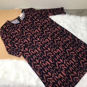 Everly Size Medium Navy and Mauve Shift Dress Fall